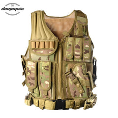 Police Tactical Vest Outdoor Camouflage Military Body Armor Sports Wear Hunting Vest with Gun holster belt Magazine pouch