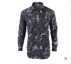 Men's Detachable Long Sleeve Quick Dry Shirt Military Tactical Outdoor Hiking Breathable Anti UV Removable Lapel Cardigan Tops