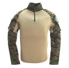 CS Shooting Tactical Camouflage Shirt With Elbow Pad Men Outdoor Hunting Training Paintball Army Combat Long Sleeve T-Shirt Tops