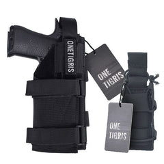 OneTigris Tactical Gun Holster Molle Modular Belt Pistol Holster & Single Pistol Mag Pouch for Glock 17 19 22 23 31 32 34 35