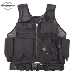 Police Tactical Vest Outdoor Camouflage Military Body Armor Sports Wear Hunting Vest with Gun holster belt Magazine pouch