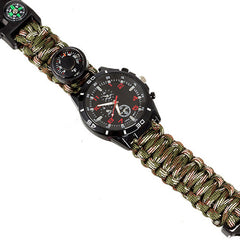 EDC Tactical Camouflage Outdoor survival watch bracelet compass Rescue Rope paracord Camping equipment multi Tools