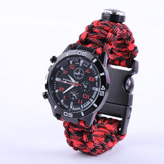 EDC Tactical Camouflage Outdoor survival watch bracelet compass Rescue Rope paracord Camping equipment multi Tools