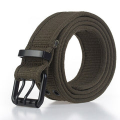 High quality cotton casual belt matte black metal double pin buckle outdoor sports belt soft tough non fading unisex canvas belt|Waist Support