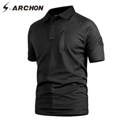 S.ARCHON Quick Dry Military Short Sleeve Polo Shirt Men Casual Camouflage Tactical Polo Shirt Slim Fit Breathable Army Polo Camo