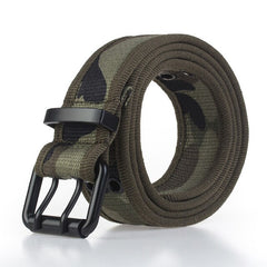 High quality cotton casual belt matte black metal double pin buckle outdoor sports belt soft tough non fading unisex canvas belt|Waist Support