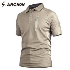 S.ARCHON Quick Dry Military Short Sleeve Polo Shirt Men Casual Camouflage Tactical Polo Shirt Slim Fit Breathable Army Polo Camo