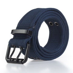 High quality cotton casual belt matte black metal double pin buckle outdoor sports belt soft tough non fading unisex canvas belt|Waist Support