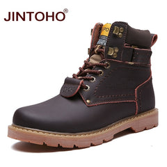 JINTOHO Winter Men Boots High Quality Male Genuine Leather Boots Work & Safety Boots Fashion Winter Genuine Leather Work Shoes