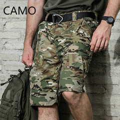 Summer Militar Waterproof Shorts Tactical Cargo Men Teflon Camouflage Army Military Short Male Pockets Rip-stop Casual Shorts