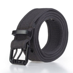 High quality cotton casual belt matte black metal double pin buckle outdoor sports belt soft tough non fading unisex canvas belt|Waist Support