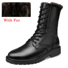 Military Boots Men Cow Split Leather Tactical Boots Men Winter Shoes Men Fur Army Boots Chaussure Homme