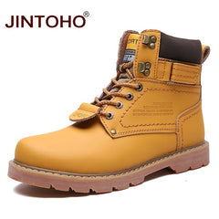 JINTOHO Winter Men Boots High Quality Male Genuine Leather Boots Work & Safety Boots Fashion Winter Genuine Leather Work Shoes